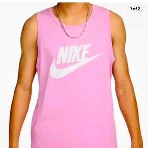 Medium Nike Unisex Pink and Black Tank 
Tops-2 included